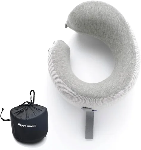 Miniatura 25 de C CUSHION LAB Almohada de viaje, galardonado diseño ergonómico patentado para mentón y cuello, almohada de espuma viscoelástica para el cuello