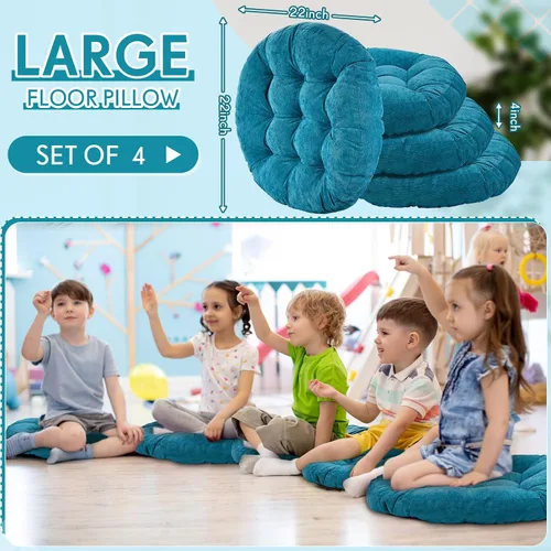 Miniatura 3 de Almohadas de suelo redondas y cuadradas Jerify 55.9 x 55.9 cm gran almohada redonda de meditación para el suelo para salón de clases meditación