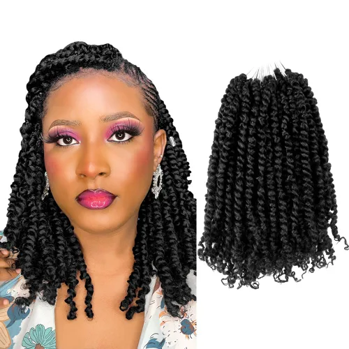 Miniatura 64 de BOHOBABE Cabello de Ganchillo Pre-retorcido Passion Twist de 14 Pulgadas Cabello Corto Ombré Gris Pre-enrollado de Ganchillo Passion Twist para Gris