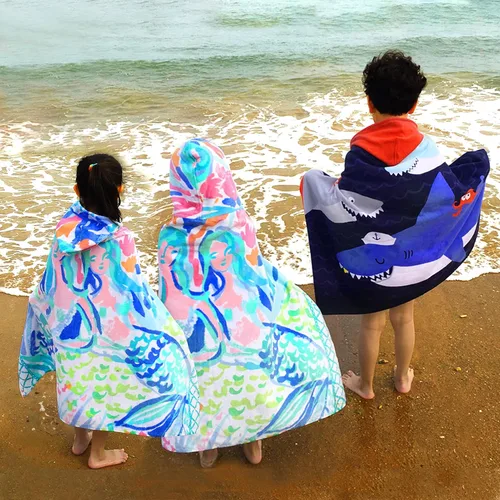 Miniatura 2 de BANGSAUR Toallas de playa para niños con capucha, algodón suave de 50 x 30 pulgadas, niñas y bebés de 3 a 12 años, toalla de baño, piscina