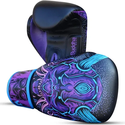 Miniatura 3 de BUDDHA FIGHT WEAR - Guantes de boxeo Fantasy Luzbel - Muay Thai - Piel sintética de Kick Boxing - Tejido interior resistente al olor - Costuras