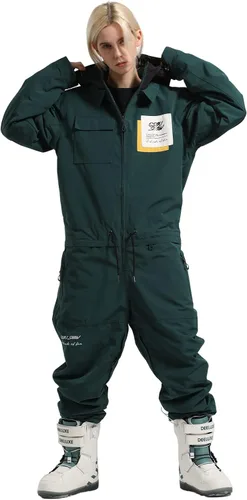 Miniatura 4 de IMPHUT Traje de esquí de una pieza para mujer, impermeable, resistente al viento, traje de nieve aislado para deportes de nieve
