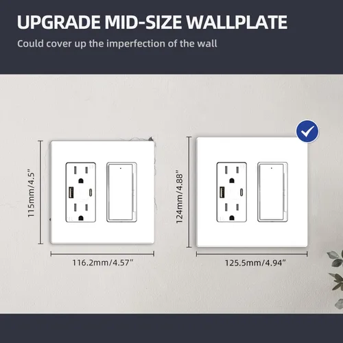 Miniatura 6 de ELEGRP Placas decorativas de pared de 2 segmentos sin tornillos, tamaño mediano, 4.88 pulgadas de alto x 4.94 pulgadas de largo, cubierta frontal