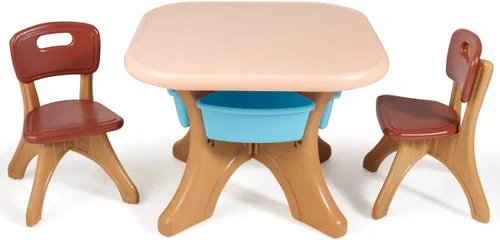 Miniatura 9 de HONEY JOY Juego de mesa y silla para niños, mesa de actividades de plástico para niños y 2 sillas con contenedores de almacenamiento, juego