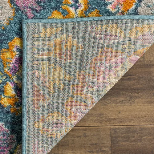 Miniatura 4 de SAFAVIEH Madison Collection - Alfombra decorativa de 2 pies 3 pulgadas x 3 pies 11 pulgadas, color azul y naranja, diseño de damasco bohemio,