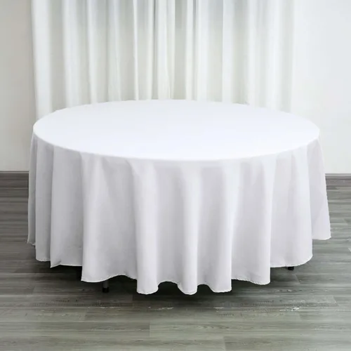 Efavormart - 5 manteles redondos de poliéster de 108 pulgadas para bodas, fiestas, banquetes, restaurantes, 5 unidades, color blanco