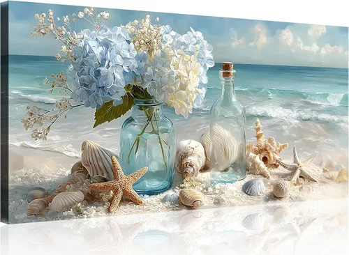 Miniatura 44 de TutuBeer 1 obra de arte de campo de flores silvestres, campo rústico de flores silvestres en la playa, arte de pared vintage, impresiones en lienzo