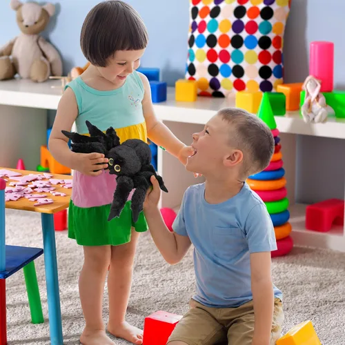 Miniatura 6 de DolliBu - Peluche de araña negra, animal de peluche súper suave para niños y niñas, bonito juguete de peluche de araña, regalo realista de felpa