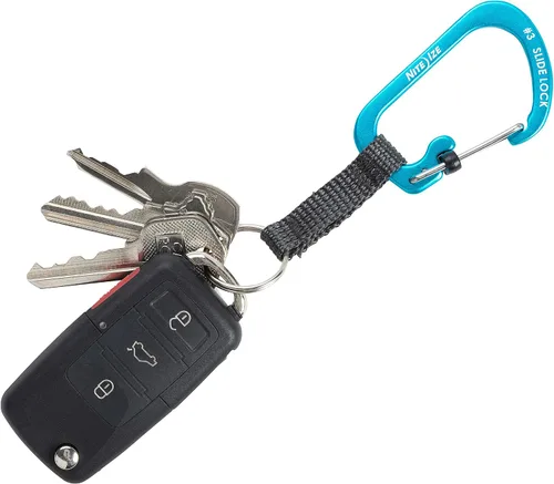 Miniatura 5 de Nite Ize SlideLock Llavero, Llavero Mosquetón con Bloqueo de Aluminio con Correa, Azul