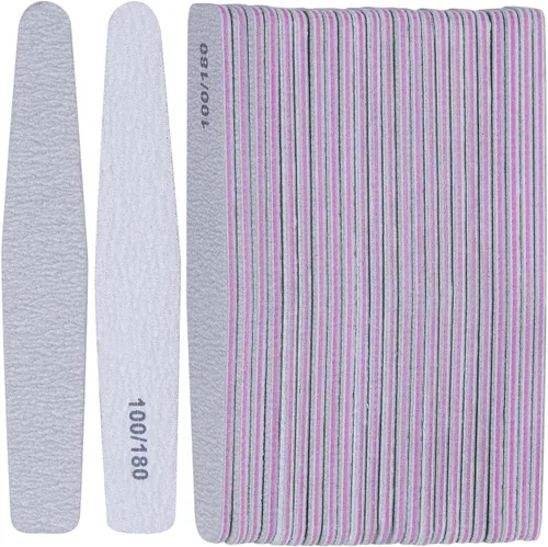 Miniatura 10 de BTYMS 25 limas de uñas para uñas acrílicas y uñas naturales, grano 100/180, pulidores de uñas negras de doble cara, limas de uñas Blanco apagado