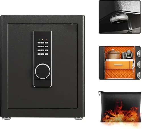 Caja fuerte, seguridad para el hogar de 2.0 pies cúbicos con bolsa impermeable ignífuga, caja fuerte con teclado electrónico digital, caja fuerte