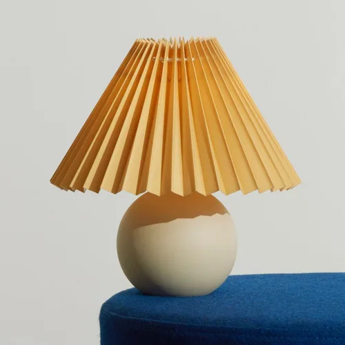 Miniatura 8 de Brightech Serena - Lámpara LED de mesa, pequeña lámpara de cerámica moderna de 10 pulgadas con pantalla plisada para mesita de noche, escritorio