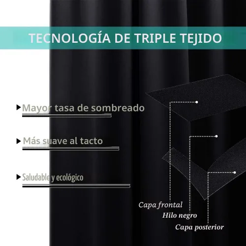 Miniatura 6 de NICETOWN - Juego de 2 paneles de cortinas 100% blackout con aislamiento térmico, insonorizantes, de alta gama, para comedor, pasillo, 84 pulgadas