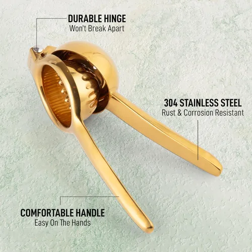 Miniatura 4 de Zulay Kitchen Exprimidor de Limón de Acero Inoxidable - Calidad Premium, Cuenco Exprimidor de Metal Sólido Resistente - Prensa Exprimidora Manual