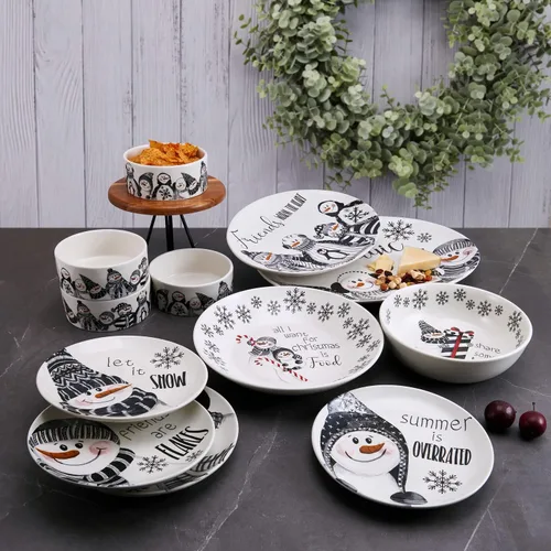 Miniatura 5 de Fitz & Floyd Fitz and Floyd Snow Days Snowman - Plato para servir, 16 pulgadas, multicolor