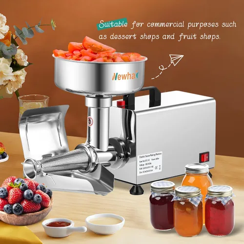 Miniatura 7 de Newhai 450W Colador de tomate eléctrico Fresadora de tomate comercial Máquina de prensa de alimentos de acero inoxidable Máquina exprimidora