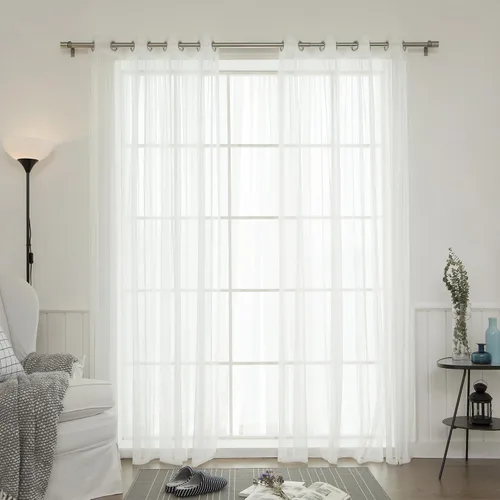 Miniatura 11 de Best Home Fashion juego de cortinas combinadas y mezcladas con estampado marroquí, para oscurecimiento de habitación, 4 unidades, arandelas