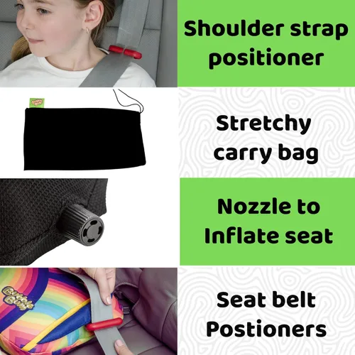 Miniatura 6 de bubblebum Asiento elevador de automóvil, asiento elevador inflable para niños, asiento elevador de viaje, asiento de automóvil estrecho sin respaldo