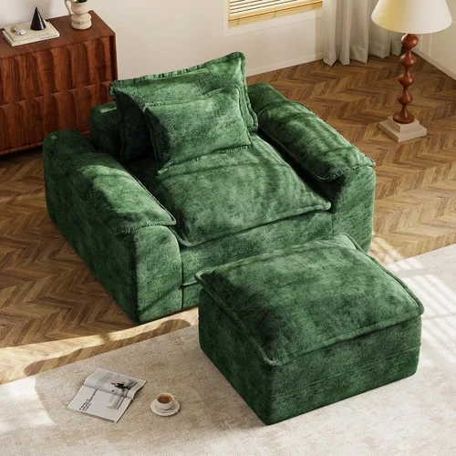 Miniatura 20 de Hobestluk Cloud - Sofá individual de espuma viscoelástica con asiento profundo, sofá en forma de L con funda extraíble, sofá grande para sala