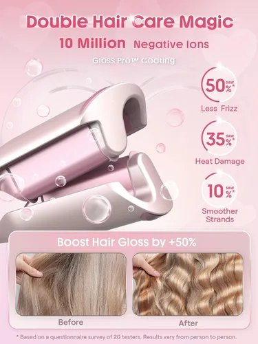 Miniatura 9 de SHEGLAM Ondulador de cabello ondulado de playa (rosa, 0.75 pulgadas)