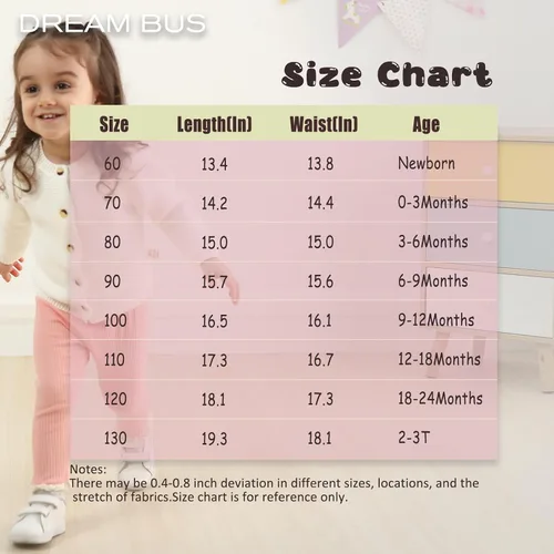 Miniatura 6 de DREAM BUS Paquete de 5 pantalones de bebé para niña, pantalones acanalados con volantes acampanados, leggings para bebé, pantalones acampanados