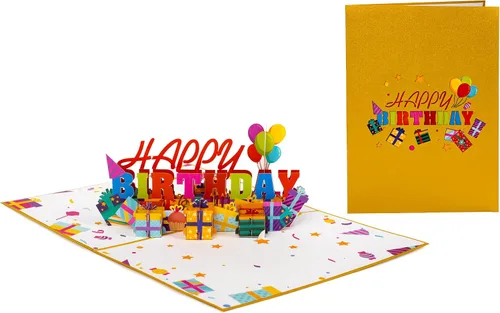 Miniatura 3 de Paper Love Tarjeta desplegable de feliz cumpleaños, para adultos y niños, cubierta de 5 x 7 pulgadas, incluye sobre y etiqueta de notas