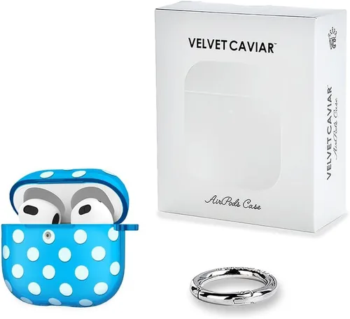 Miniatura 5 de VELVET CAVIAR Compatible with AirPods 4 Case with Keychain - Cute Protective Hard 4th Generation Cases for Women - Blue Aquamarine Polka Dot