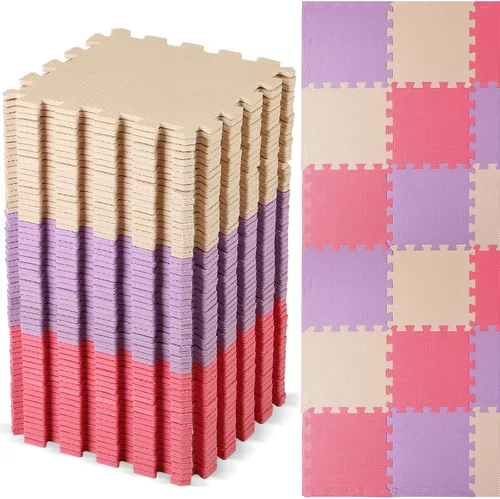Miniatura 11 de Nuanchu 60 PCS Tapete de Rompecabezas de Espuma para Niños a Granel - Tapete de Juego de Espuma de Color Sólido con Bordes Entrelazados Alfombra