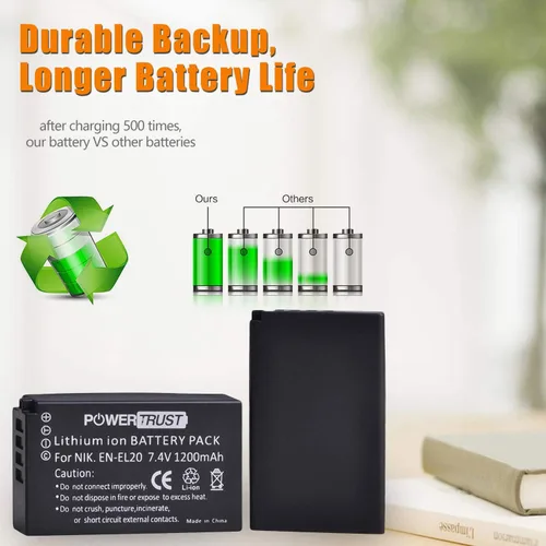Miniatura 7 de Paquete de 2 baterías de cámara EN-EL20 EN-EL20a y cargador USB LCD para cámaras NIKON 1 J1 J2 J3 S1 AW1