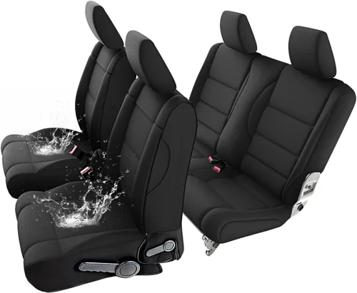 Miniatura 11 de GIANT PANDA Fundas de asiento de neopreno para Jeep Wrangler JK de 4 puertas (2007), neopreno UV y resistente al agua, juego completo de fundas
