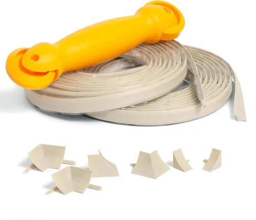 Miniatura 20 de InstaTrim Paquete de Molduras Flexibles Autoadhesivas con Aplicador - Kit de Calafateado de Molduras con Tira de Calafateo Negra de 10 pies de 1/2