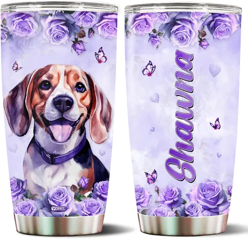 Regalos personalizados de Beagle para mujeres, esposa, hija, mamá, niña, vaso de acero inoxidable aislado de 20 onzas, taza de viaje, taza de café,