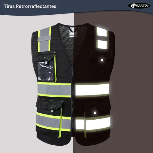 Miniatura 2 de JKSafety Hi Vis Chalecos de Seguridad Reflectantes para Hombres y Mujeres Chaleco de Alta Visibilidad con Bolsillos Construcción de Tela de Malla