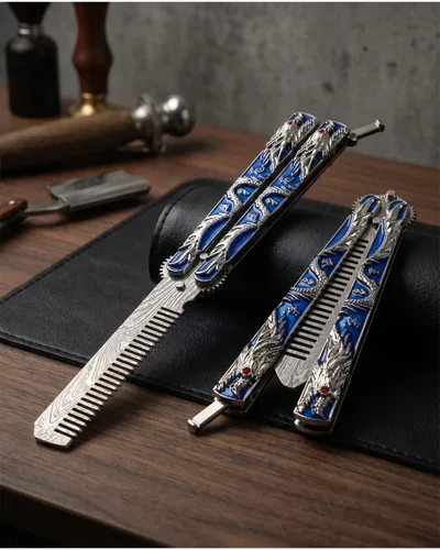 Miniatura 6 de Peine de escritorio con diseño de dragón de mariposa – Estampado de dragón de ojos rojos, peines de metal ligeros, gran diversión para peinar