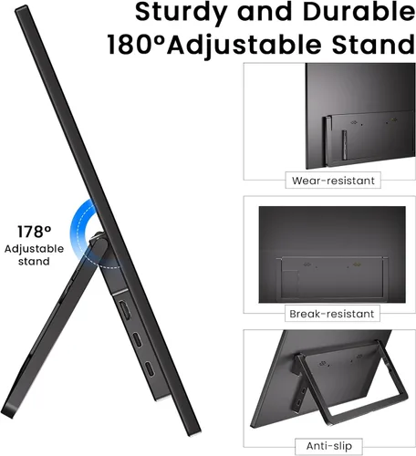 Miniatura 5 de Monitor portátil, monitor portátil de 14 pulgadas, 1200P, HDMI, USB-C, IPS, monitor externo pequeño, altavoces duales integrados