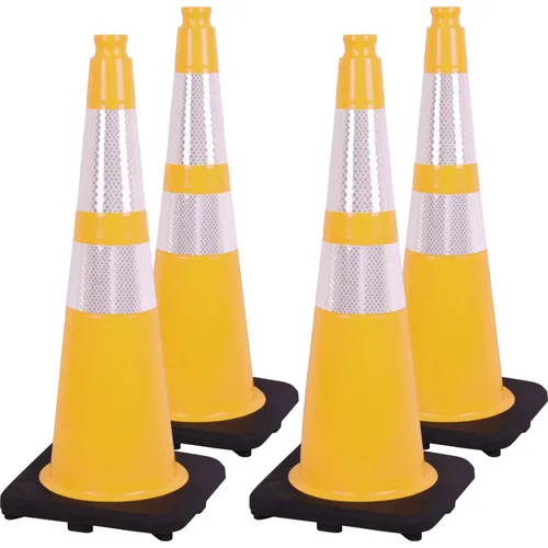 Miniatura 19 de Conos de Tráfico de PVC Naranja/Verde Fluorescente, Cono de Estacionamiento con Base Negra Pesada Estructuralmente Estable Resistente a
