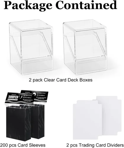 Miniatura 2 de YSCare Paquete de 2 Cajas para Mazos de Cartas, Estuche para Mazo y 200 Fundas para Tarjetas con Divisores, Caja de Almacenamiento Commander Negro