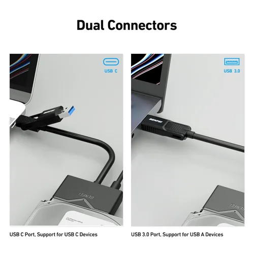 Miniatura 3 de BENFEI Cable SATA a USB 3.0, adaptador de disco duro USB 3.0 a SATA III compatible con disco duro HDD/SSD de 2.5 de 3.5 pulgadas con adaptador