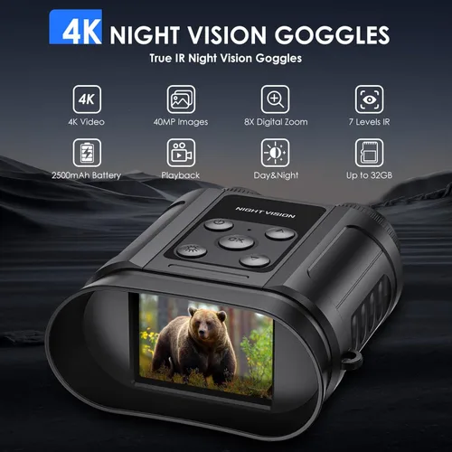 Miniatura 2 de Gafas de visión nocturna, prismáticos compactos de visión nocturna, tarjeta de 32GB incluida, captura de foto/video, herramientas al aire libre
