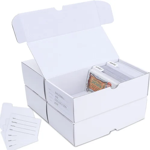 Caja de Almacenamiento de Cartas Coleccionables, Paquete de 4 • Caja de Almacenamiento de Cartón Corrugado para 400 Cartas con Divisores y Etiquetas