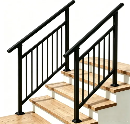 Miniatura 7 de Pasamanos para escalones al aire libre adecuados para 1 a 3 escalones, barandilla de escalera de hierro forjado, paso estable con pasamanos de 3