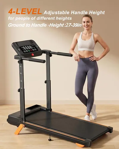 Miniatura 4 de 12% Incline Multifunctional Walking Pad with Height-Adjustable Handle Bar and Built-in Removable Desk, 8.0MPH/3.5HP Small Treadmill, 350LBS