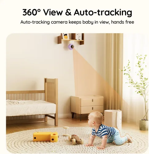 Miniatura 9 de BOIFUN Monitor Wi-Fi para bebés con cámara y audio, APP compatible con smartphones, visión nocturna HD 2K con pantalla de 5", seguimiento automático
