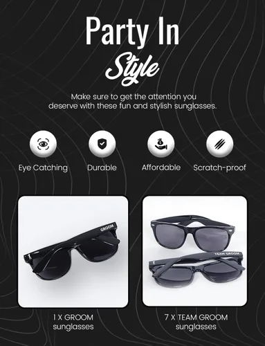 Miniatura 2 de Gafas de sol para despedida de soltero – Juego de 1 gafas de sol para novio y 7 equipos Padrinos de boda regalo de boda regalos de boda