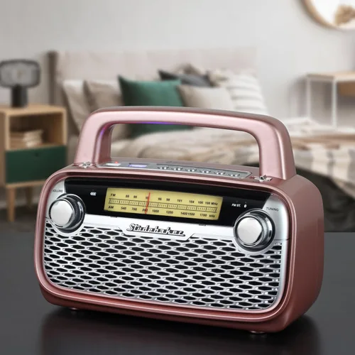 Miniatura 5 de Studebaker SB2006 Altavoz Bluetooth con radio portátil AM/FM Transmisión Bluetooth, batería recargable y alta potencia (negro)