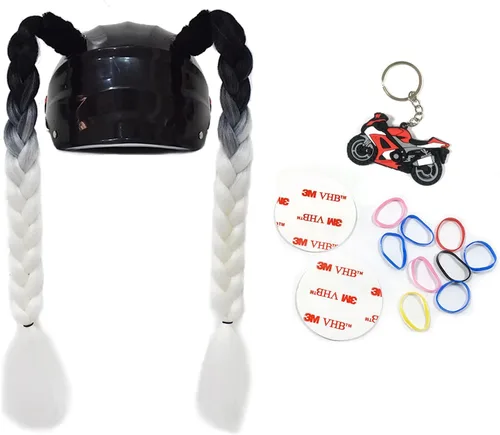 Miniatura 6 de 2 piezas de casco de coleta para motocicleta, cola de caballo, casco de bicicleta, trenzas de pelo para cualquier casco, decoración, copa