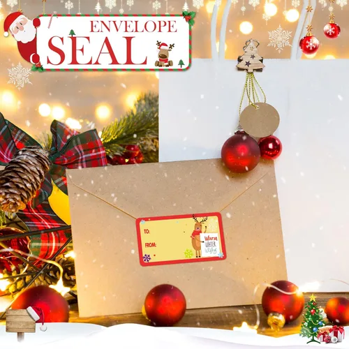 Miniatura 5 de Outus 500 etiquetas de Navidad, etiquetas autoadhesivas de regalo para regalos de Navidad, etiquetas de nombre de Navidad, etiquetas para papel