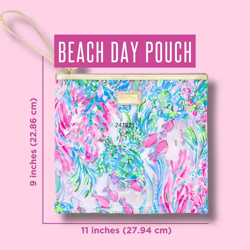 Miniatura 2 de Lilly Pulitzer Funda de vinilo resistente al agua para la playa, bolsa con cremallera incluye protector de bebidas, funda pequeña y clips para toalla