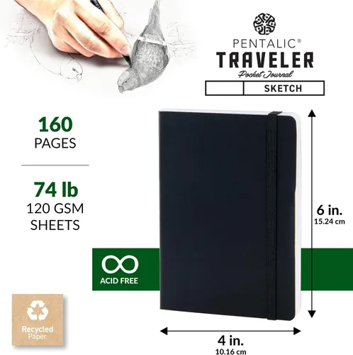 Miniatura 3 de Cuaderno de bocetos Travelers Dot Grid Pentalic Art, libre de ácidos