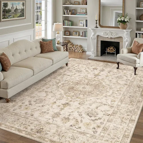 Miniatura 52 de PureCozy - Alfombra de área beige de 8 x 10, lavable, vintage, alfombra para sala de estar, dormitorio, gran alfombra suave retro de pelo bajo